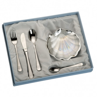 SET CONCHA BAUTIZO Y CUBIERTOS OSO