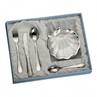 SET CONCHA NÁCAR Y CUBIERTO 4 PIEZAS
