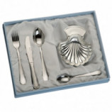 SET CONCHA METAL CUBIERTO 4 PIEZAS