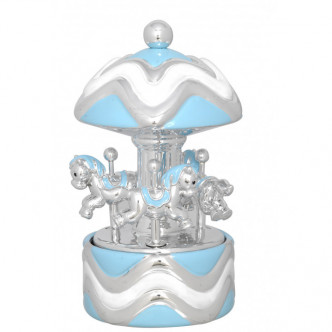 CARROUSEL MUSICAL CABALLOS PLATEADO 9X17