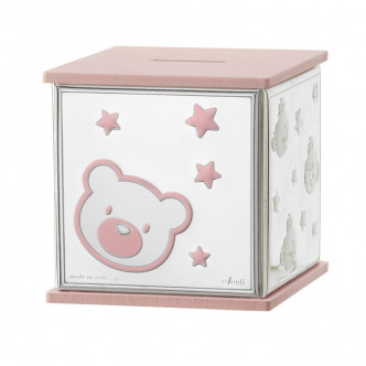 HUCHA CUBO CARA OSO Y ESTRELLAS