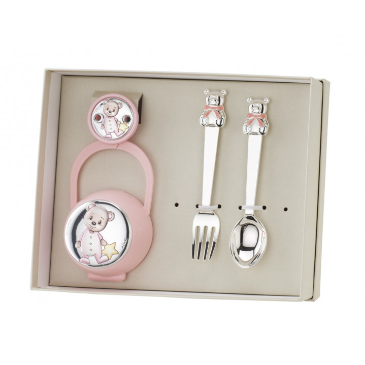 SET PINZA+P.CHUPETES +CUBIERTOS OSO PIJAMA