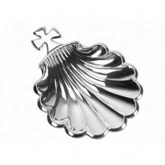 CONCHA BAUTIZO PLATA DE LEY 925 CRUZ 14X11CMS