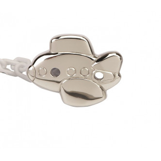 PINZA CHUPETE BLANCA AVION PLATA 925