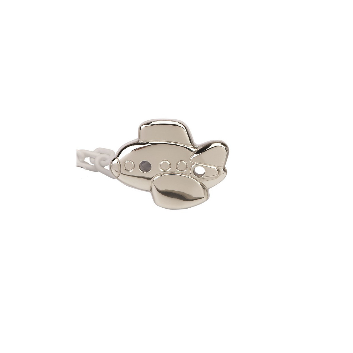 PINZA CHUPETE BLANCA AVION PLATA 925