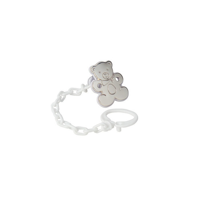 PINZA CHUPETE OSO BLANCO PLATA 925