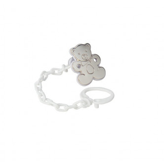 PINZA CHUPETE OSO BLANCO PLATA 925