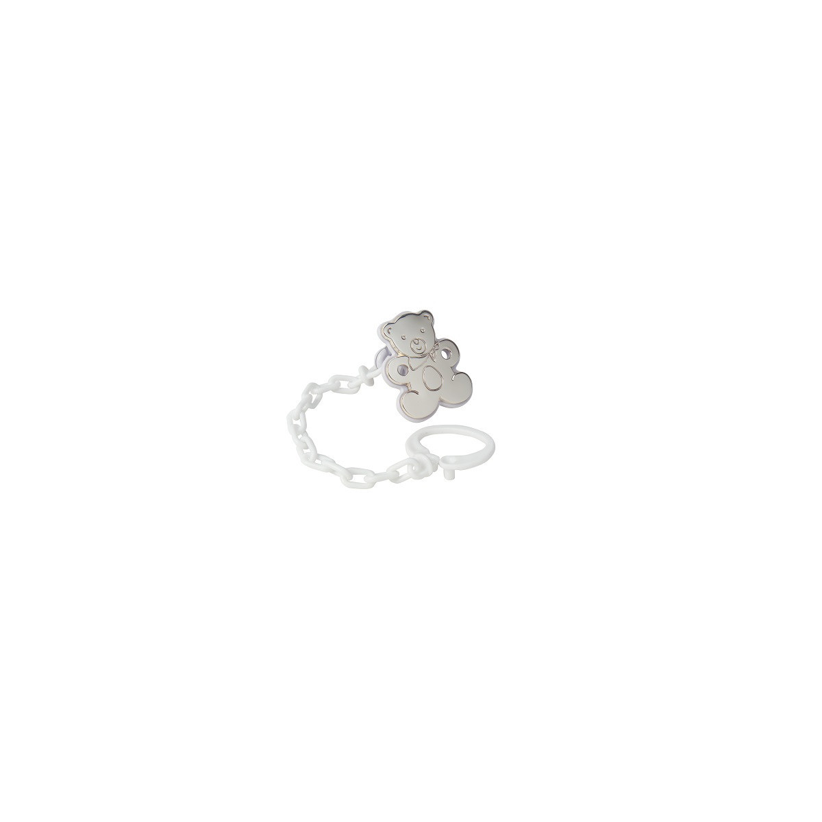 PINZA CHUPETE OSO BLANCO PLATA 925
