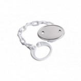 PINZA CHUPETE BLANCA OVAL GRABAR PLATA 925