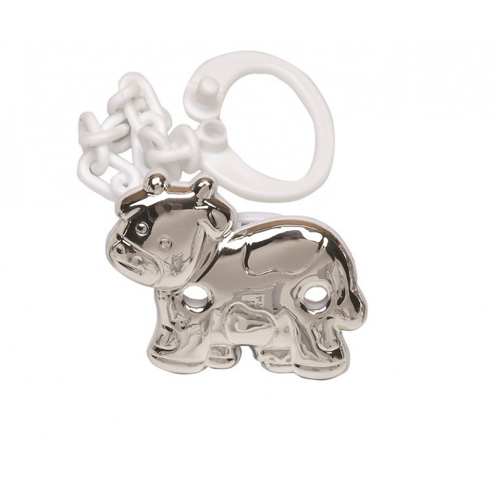 PINZA CHUPETE VACA BLANCA PLATA 925