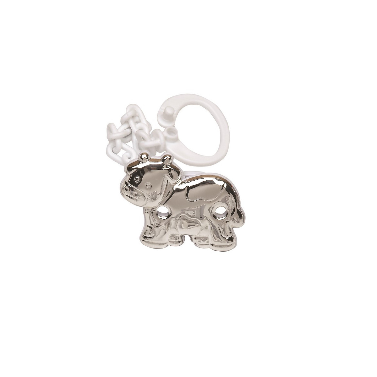 PINZA CHUPETE VACA BLANCA PLATA 925