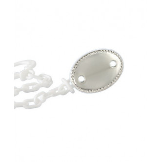 PINZA CHUPETE OVAL GRABAR BLANCA PLATA 925