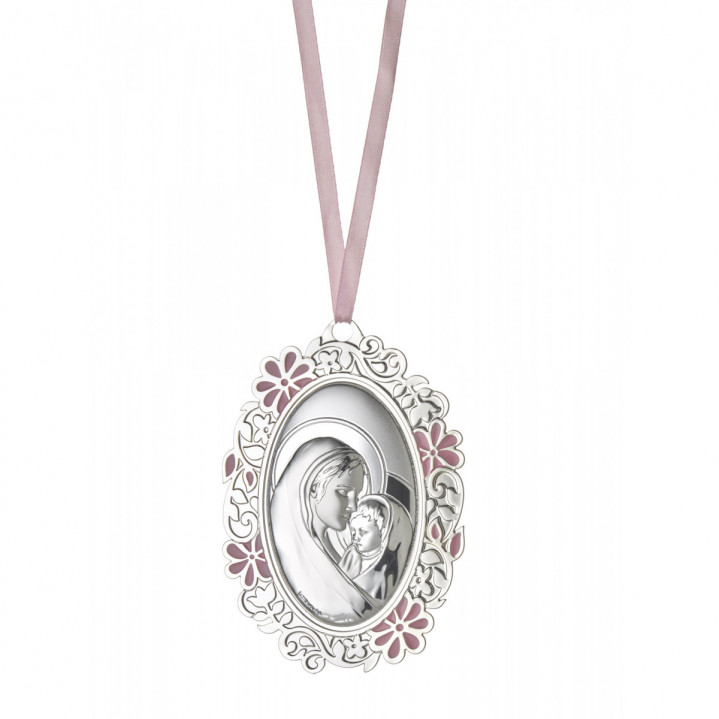 MEDALLON OVAL METAL VIRGEN NIÑO