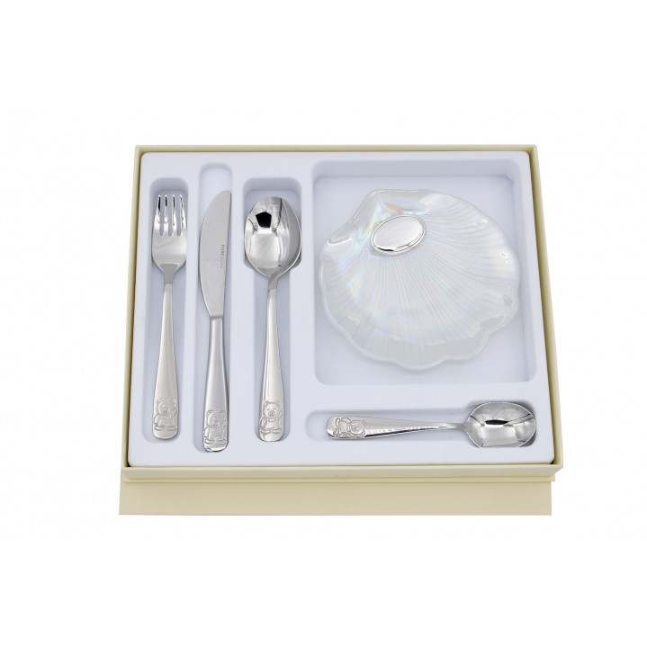 ESTUCHE CONCHA Y SET CUBIERTOS OSO
