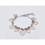 PULSERA BICOLOR CHARM CORAZONES