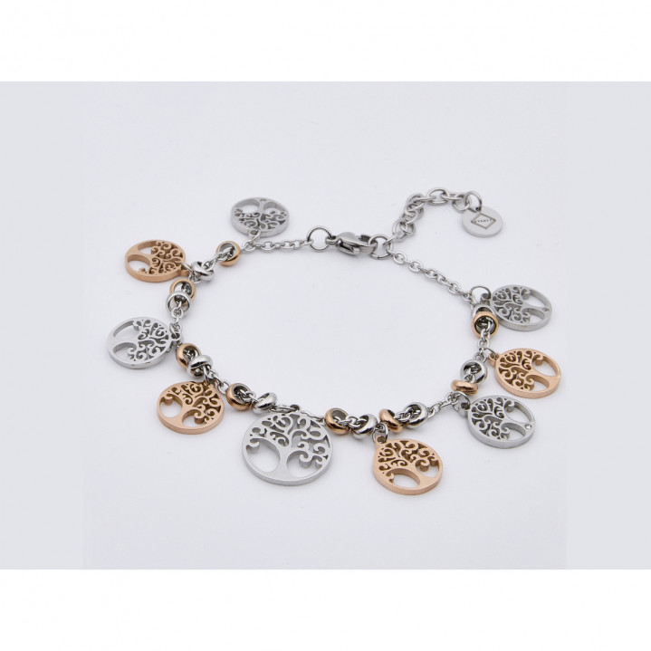 PULSERA BICOLOR ARBOL VIDA CHARM
