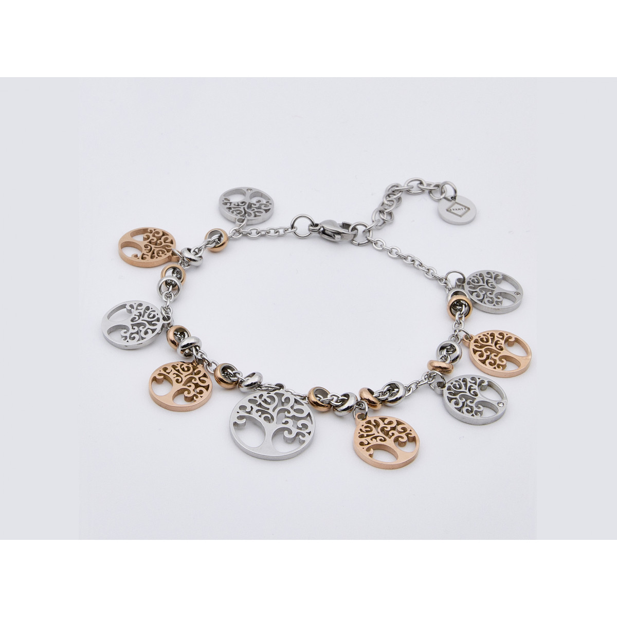 PULSERA BICOLOR ARBOL VIDA CHARM