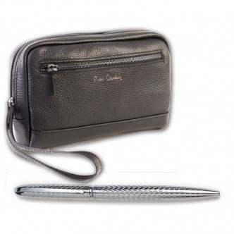 KIT BOLIGRAFO + BOLSO PIERRE CARDIN PIEL 22.5X14X5.5