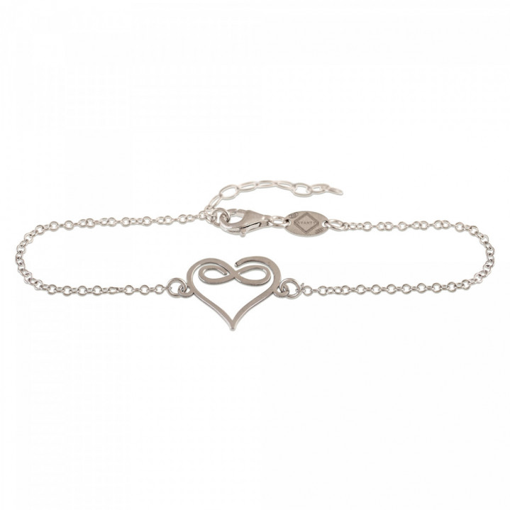 PULSERA CORAZON INFINITO 17+3 CMS PLATA 925