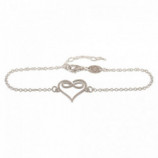 PULSERA CORAZON INFINITO 17+3 CMS PLATA 925