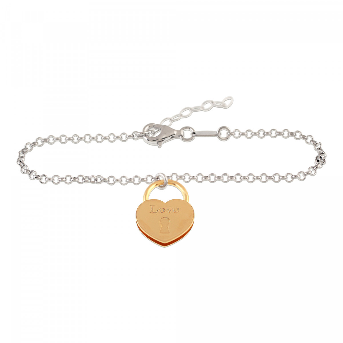 PULSERA CORAZON LOVE PLATA 925 DORADO