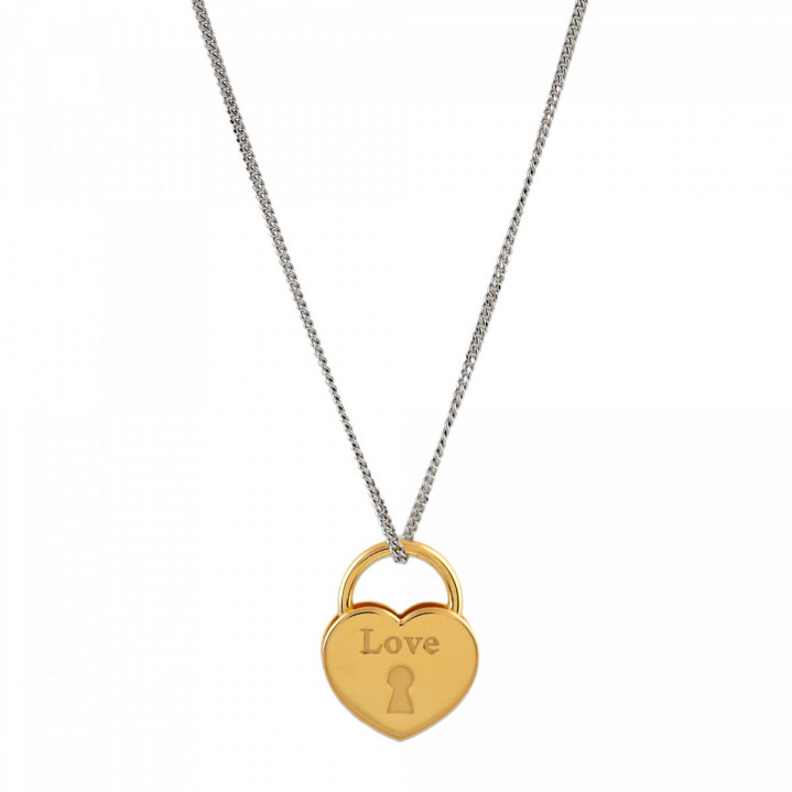 COLGANTE CORAZON LOVE PLATA 925 DORADO