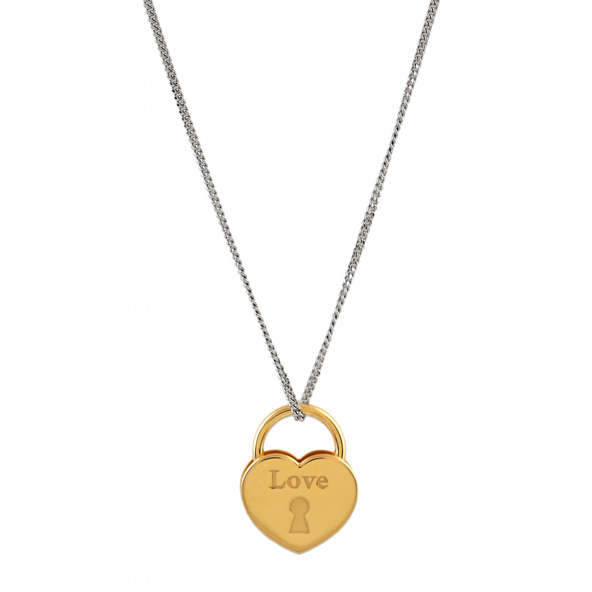 COLGANTE CORAZON LOVE PLATA 925 DORADO