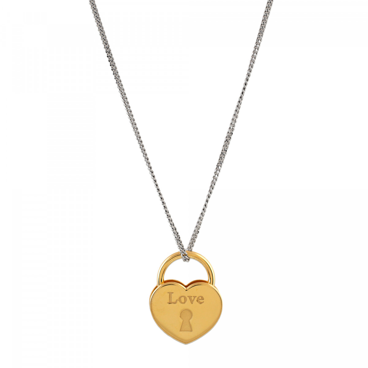 COLGANTE CORAZON LOVE PLATA 925 DORADO