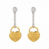 PENDIENTES CORAZON LOVE PLATA 925 DORADO