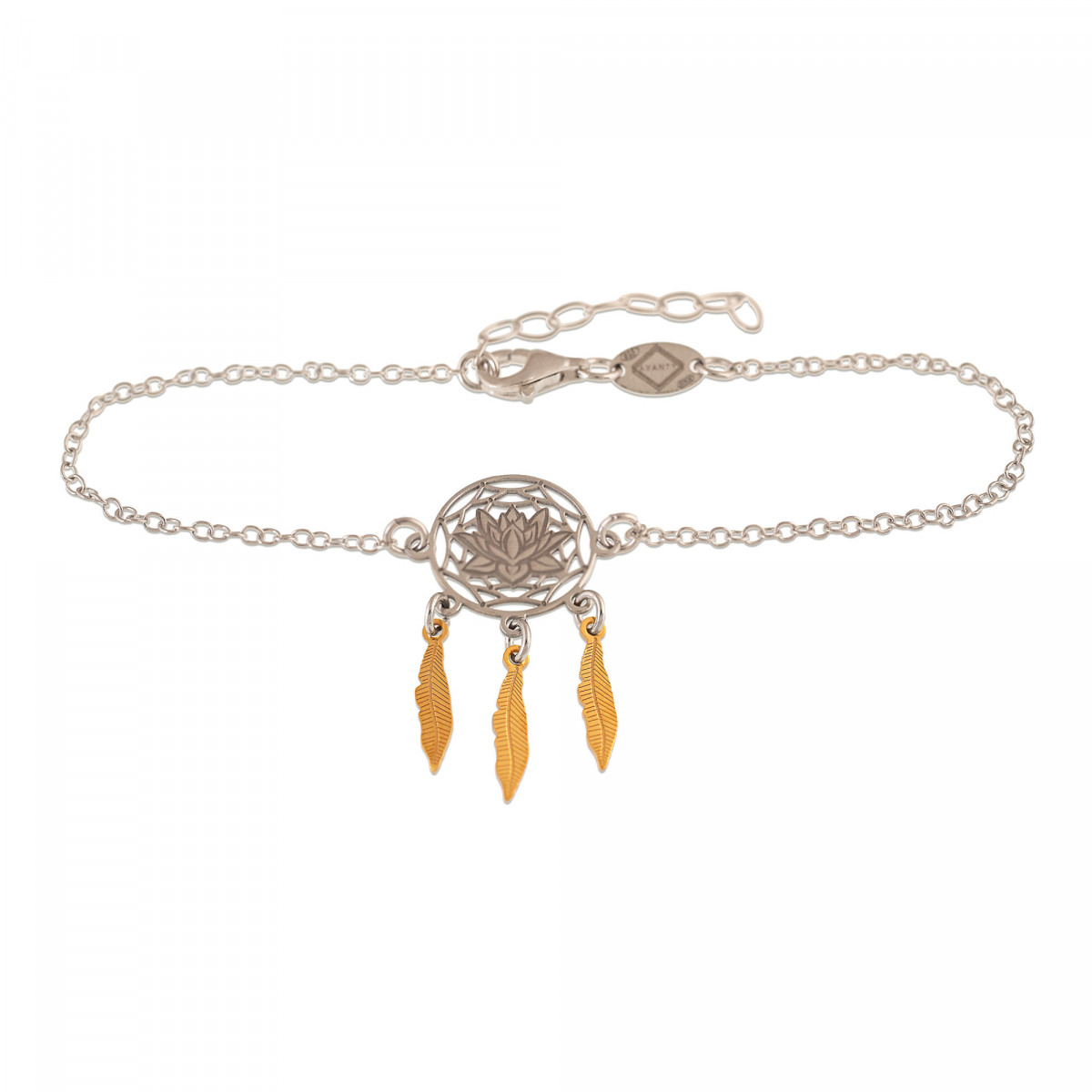 PULSERA 3 PLUMAS COLGANTES PLATA 925 17+3CMS