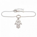 PULSERA MANO FATIMA PLATA 925  17+3CMS