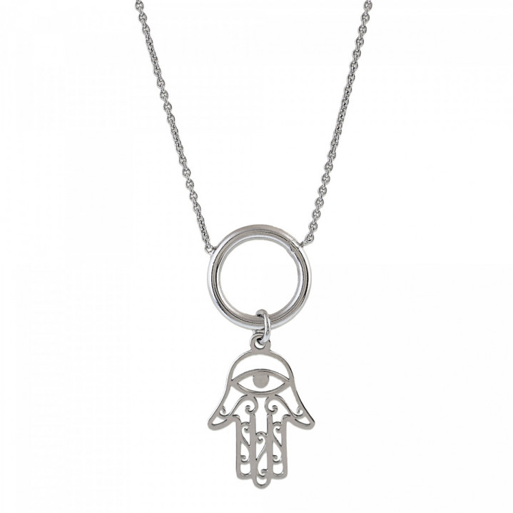 COLGANTE MANO FATIMA 40+5CMS PLATA 925