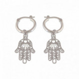 PENDIENTES MANO FATIMA PLATA 925 1CM DIAM.