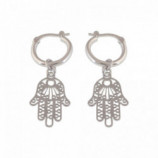 PENDIENTES MANO FATIMA PLATA 925 1CM DIAM.