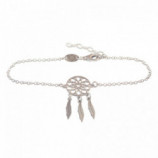 PULSERA 17+3CMS CIRCULO PLUMAS PLATA 925