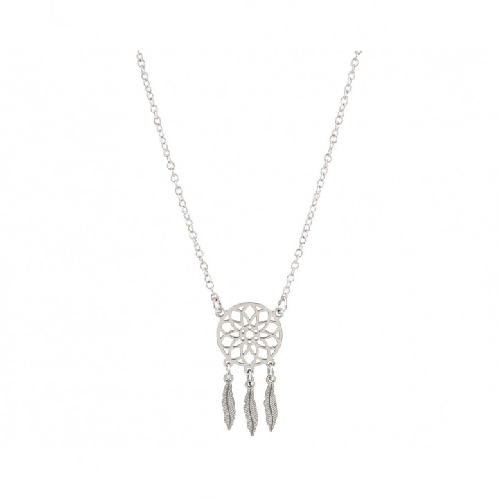 COLGANTE CIRCULO PLUMAS PLATA 925