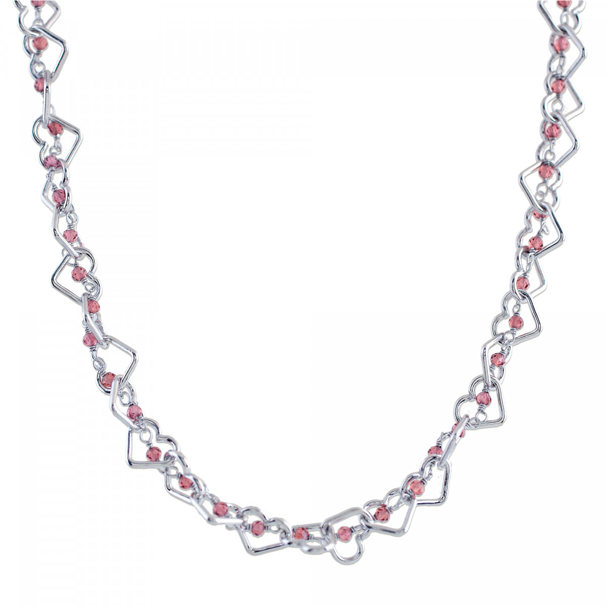 COLLAR CORAZONES CADENA INTERIOR PLATA 925