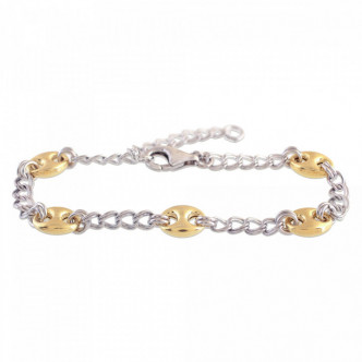 PULSERA BICOLOR 18+3CMS PLATA 925