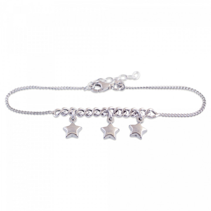 PULSERA ESTRELLA COLGANTES 16+3CMS PLATA 925