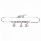 PULSERA ESTRELLA COLGANTES 16+3CMS PLATA 925