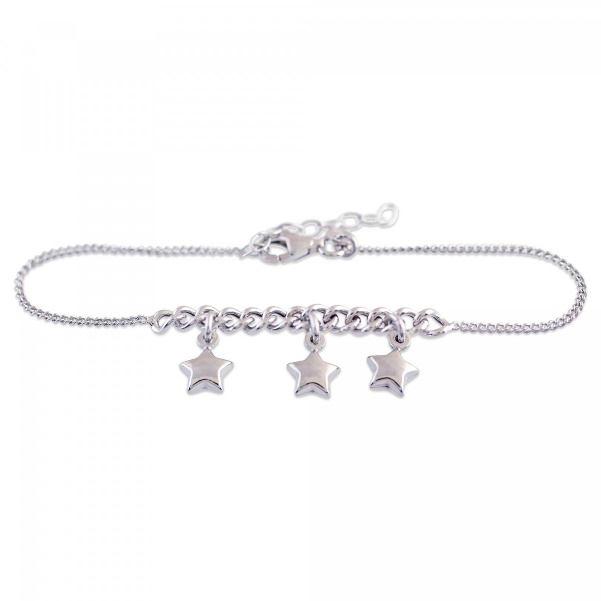 PULSERA ESTRELLA COLGANTES 16+3CMS PLATA 925