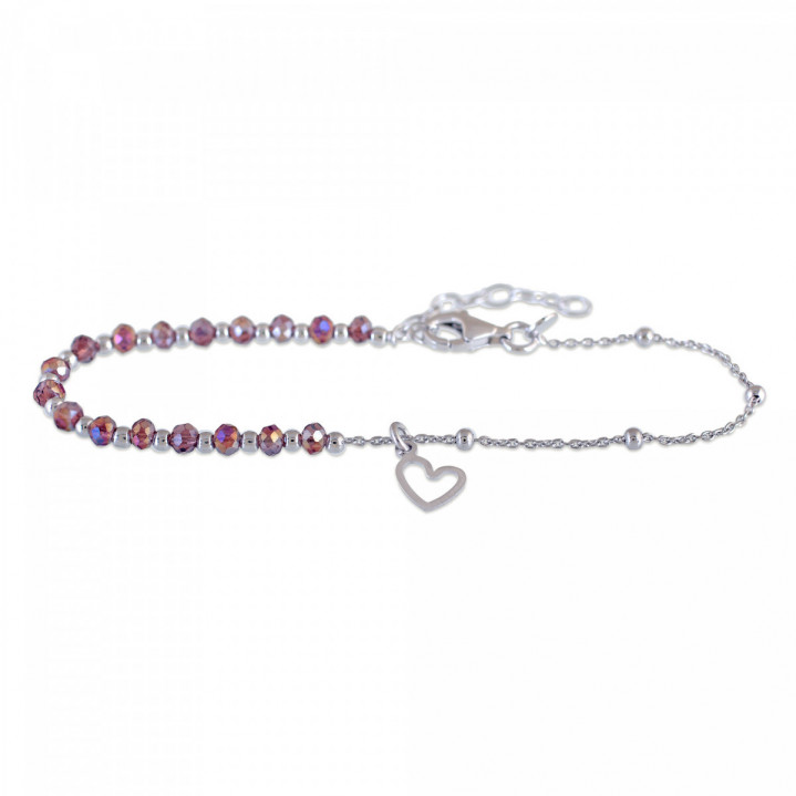 PULSERA CORAZON COLGANTE 16+3CMS PLATA 925