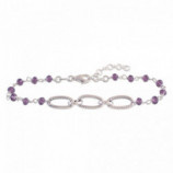 PULSERA CADENA Y AMATISTAS 16+3 PLATA 925