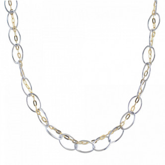 COLLAR BICOLOR CIRCULOS CADENA INTERIOR PLATA 925