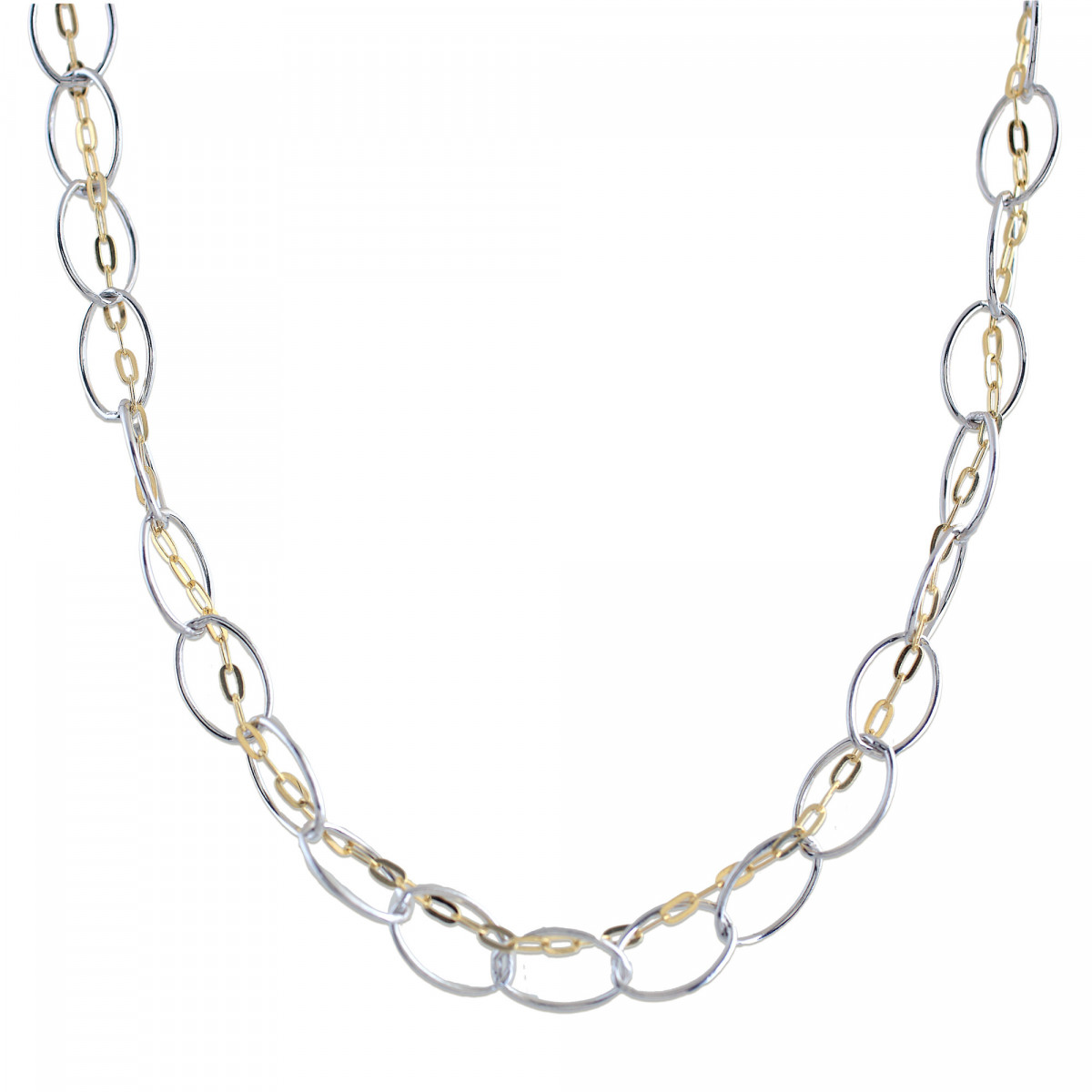 COLLAR BICOLOR CIRCULOS CADENA INTERIOR PLATA 925