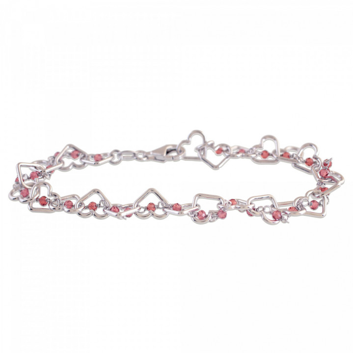 PULSERA CORAZONES Y CADENA INTERIOR PLATA 925 PULSERA CORAZONES Y CADENA INTERIOR PLATA 925
