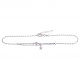 TOBILLERA CADENA DOBLE ESTRELLA 23+3CMS PLATA 925