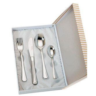 SET 4 CUBIERTOS CADETE ACERO ESTUCHE BEIGE
