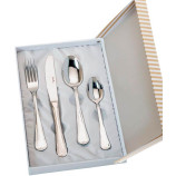 SET 4 CUBIERTOS CADETE ACERO ESTUCHE BEIGE