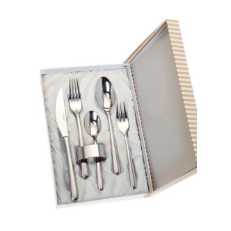 SET 5 CUBIERTOS+SERVILLETERO ESTUCHE BEIGE